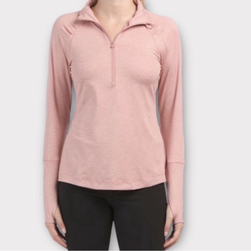 Apana light pink 1/4 zip pullover, women’s size medium, running jacket Thumbhole